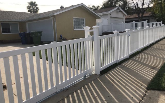 Closed Top Picket Fence With Sliding Gate